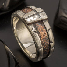 Cross Ring, Mens Wedding Ring, Sterling Silver Copper Ring, Mixed Metal Band, Christian Ring, Rustic Signet Ring, RS-1419