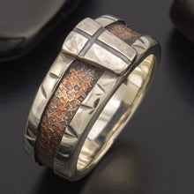 Cross Ring, Mens Wedding Ring, Sterling Silver Copper Ring, Mixed Metal Band, Christian Ring, Rustic Signet Ring, RS-1419