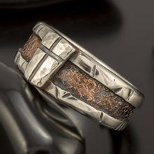 Cross Ring, Mens Wedding Ring, Sterling Silver Copper Ring, Mixed Metal Band, Christian Ring, Rustic Signet Ring, RS-1419