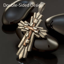 Celtic Cross Pendant for Men, Sterling Silver & Copper Cross Necklace, Handmade Christian Jewelry, Medieval Rustic Cross, P-169