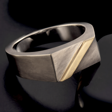 Men's Signet Ring, Sterling Silver & 14K Gold, Personalized Ring, RS-1307