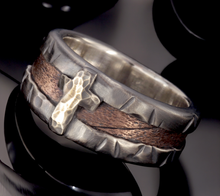 Men's Rustic Cross Wedding Band, Silver & Copper Ring, RS-1255