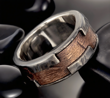 Men's Rustic Wedding Band, Sterling Silver & Copper Ring, Wide Men's Ring, RS-1243