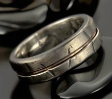Men's Wedding Band, Silver & Copper Mixed Metal Ring, RS-1081