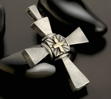 Men's Sterling Silver Cross Pendant, 14K Gold Cross Necklace, Christian Jewelry, P-139