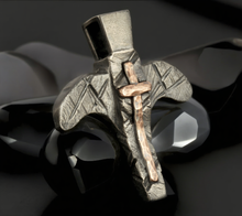 Handmade Sterling Silver & Copper Cross Pendant for Men | Christian Necklace | P-138