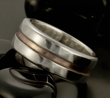 Men's Wedding Band, Sterling Silver & Copper Ring, Classic Men's Ring, RS-1078