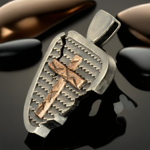 Handmade Sterling Silver & Copper Cross Pendant for Men | Christian Necklace | P-147
