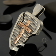 Handmade Sterling Silver & Copper Cross Pendant for Men | Christian Necklace | P-147