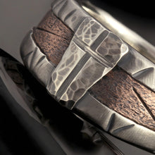 Rustic Men's Wedding Band, Silver Copper Wide Ring, RS-1162-B