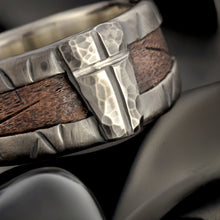 Rustic Men's Wedding Band, Silver Copper Wide Ring, RS-1162-B