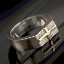 Men's Cross Ring, Sterling Silver & 14K Gold Christian Ring, RS-1275