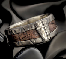 Rustic Men's Wedding Band, Silver Copper Wide Ring, RS-1162-B