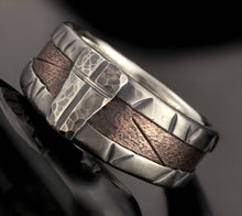 Rustic Men's Wedding Band, Silver Copper Wide Ring, RS-1162-B