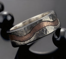 Handmade Sterling Silver & Copper Rustic Wedding Band for Men | Viking Ring | RS-1410