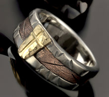 Mens Ring, 14K solid Gold & Silver Ring, Rustic mens ring,  Gift for men,  RS-1306