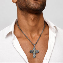 Handmade Sterling Silver & 14K Gold Cross Pendant for Men | Christian Necklace | P-153