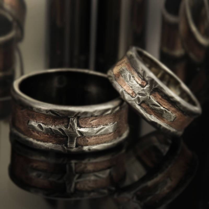 Rustic wedding bands on sale for her