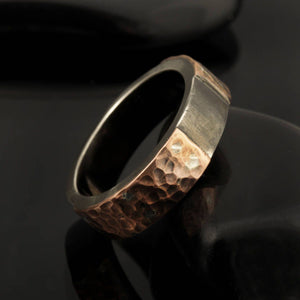 Mens Wedding Band, Man ring, Rustic Copper Mens Ring, 6 mm sterling silver and copper, Mens wedding Ring, Man's Engagement ring,  RS-1224