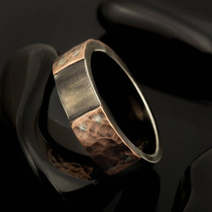 Mens Wedding Band, Man ring, Rustic Copper Mens Ring, 6 mm sterling silver and copper, Mens wedding Ring, Man's Engagement ring,  RS-1224