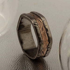 Unique Mens ring, Mens wedding band, Men's Ring, Unique wedding band, Silver Copper Ring, Mens wedding ring, Engagement ring,  RS-1188
