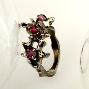 Ruby Ring, Gothic ring, Raw Ruby, 14K Gold and Silver Ring, Ring for Women, Natural Ruby Red 925 Sterling Silver, RS-1261
