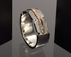 Men's silver Ring, Rustic men's ring, Rustic Mens Wedding ring, Men's Engagement Ring, Silver Copper Ring, RS-1264