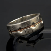 Mans silver ring, Mens Wedding Band, Rustic Men Ring, 8 mm Silver Copper Ring, Mens wedding Ring, Mixed metal, RS-1270