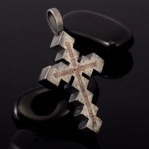 Mens Cross Pendant, Mens Cross Silver Handmade Pendant, Silver and copper Handmade Cross Pendant, Cross Jewelry, P-116