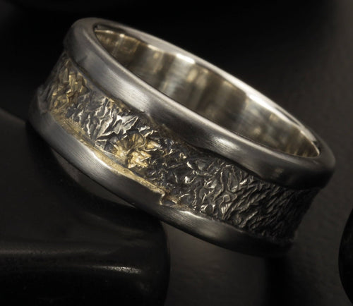 Mens Wedding Ring, Unique mens rings, Men ring silver With 14K gold, Mans ring, Mens Jewelry, Men Wedding Band,  RS-1282