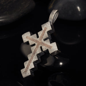 Mens Cross Pendant, Mens Cross Silver Handmade Pendant, Silver and copper Handmade Cross Pendant, Cross Jewelry, P-116