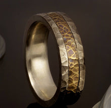 Mens Wedding Band, Mixed metal, 14K Solid Gold & Silver Ring, Mens Engagement  Ring,    RS-1228