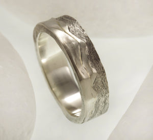 Mens Band, Mountain silver ring, Rustic Wedding Ring, Rustic Ring, Mens ring, Mens Gift,   RS-1289