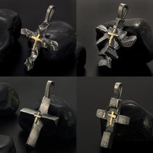 Cross Pendant, Silver and 14K Gold  P-120