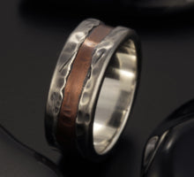 Rustic mans ring Mens ring, Silevr Mens Ring, Mens Wedding band, Mens Engagement Ring, Men's Silver Copper Ring,  RS-1191