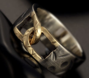 Men wedding Band, 14K Gold and Silver, Men Wedding Ring, Wide Men Wedding Band, 8 mm Ring, Men's Gift, RS-1210