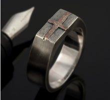 Mens cross Ring - Mens  Band - Mens Jewelry - christian ring - Hammered mens ring band - Personalized Ring - Mens Gift -  RS-1275
