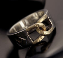 Men wedding Band, 14K Gold and Silver, Men Wedding Ring, Wide Men Wedding Band, 8 mm Ring, Men's Gift, RS-1210