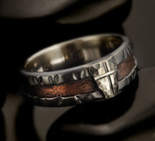 Rustic Mens Band, Man ring, Man cross Ring, Man Silver Ring, Engagement Band, Unique Bark Men's Ring,   RS-1162-B