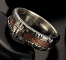 Rustic Mens Band, Man ring, Man cross Ring, Man Silver Ring, Engagement Band, Unique Bark Men's Ring,   RS-1162-B