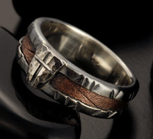 Mens wedding Band, Cross Wedding Ring, Silver & Coppr Ring, Mens Gift, RS-1162