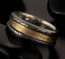 Man Gold Band, Silver & 14K solid Gold, Man Woman Wedding Ring, Anniversary Ring,  RS-1404