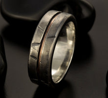 Mens Wedding Ring, Mens Wedding Band, Engagement Ring, Rustic mens ring, Silver and copper, Gift for men,  RS-1081