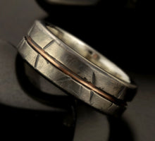 Mens Wedding Ring, Mens Wedding Band, Engagement Ring, Rustic mens ring, Silver and copper, Gift for men,  RS-1081