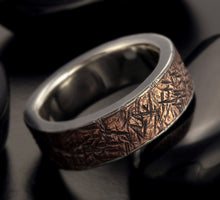 Men Ring, Silver Copper band, Mens Wedding Ring, Rustic  Band, Unique Mens Ring, Gift for him,  RS-1091