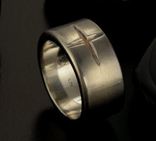 Men silver Ring, Rustic Mens ring, Men Cross Ring,  Mens Silver & copper Ring, Wedding Ring Gift for men, RS-1405