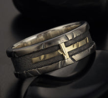 Mens Ring, 14K Gold Cross Silver or Copper, Mens Womens Wedding Band, Gift for men, 10mm ring RS-1408