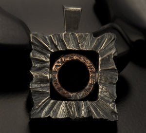 Unique Pendant, Rustic Pendant for Positive Energy Men & Women, Silver and copper, P-133