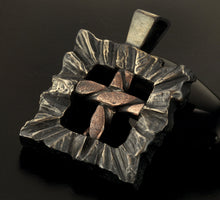 Unique Cross Pendant, Rustic Cross Pendant, Handmade Silver and copper, Cross Jewelry, P-134
