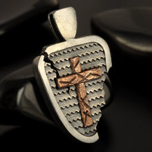 Mens Cross Pendant, Silver and copper Handmade Cross Pendant, Mens Cross Silver Handmade Pendant, Cross Jewelry, P-136